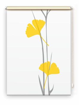 Rollo Ginkgo grey-yellow  , Motivrollo, Rollo mit Druck, Fotorollo, bedrucktes Rollo, Fensterrollo,verdunkelndes Rollo, Sonnenschutz Rollo
